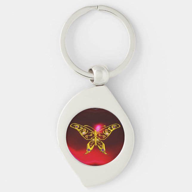 Llavero GOLD HYPER BUTTERFLY JEWEL Red Burgundy Ruby (Anverso)