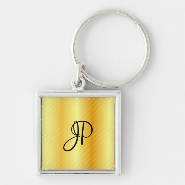 Llavero Gold Look Monogram Elegant Modern Template (Frente)