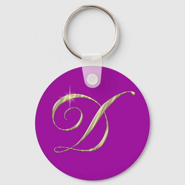 Llavero Gold Monogram Letter D Initials (Anverso)