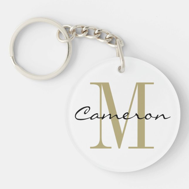 Llavero Gold Monograma inicial y nombre regalo personaliza (Frente)