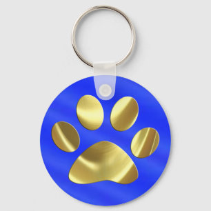 Llavero Gold on Blue Cat Paw Print