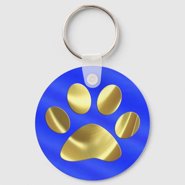 Llavero Gold on Blue Cat Paw Print (Anverso)