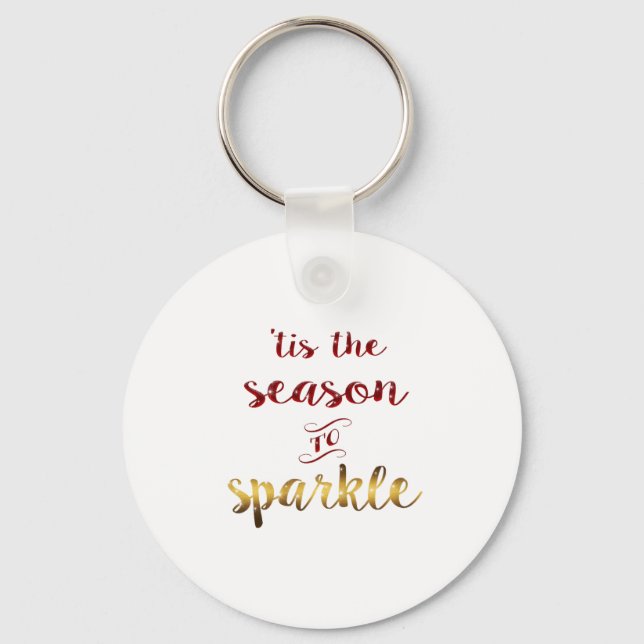 Llavero Gold Red Tis The Season To Sparkle Handwriting  (Anverso)
