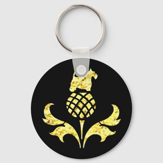 Llavero Gold Scottie Thistle Personalize (Anverso)