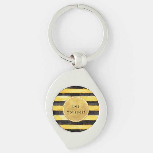 Llavero Gold Yellow Black Bee Stripes (Anverso)