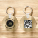Llavero Gold Your Business Logo QR Code Business<br><div class="desc">Su Keychain de logotipo empresarial aquí que puede utilizarse como herramienta de marketing comercial promocional para una empresa o una empresa. Póngase en contacto con el diseñador para obtener elementos coincidentes.</div>