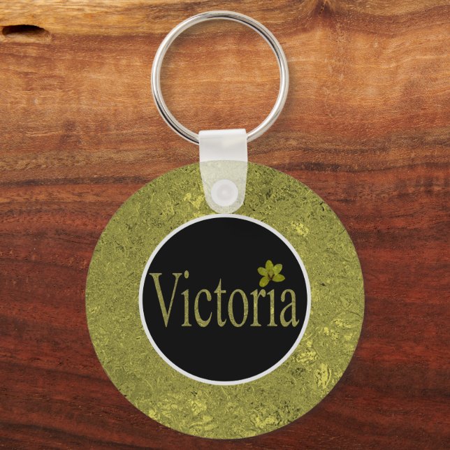 Llavero Golden Flecks Victoria Name Design, (Anverso)