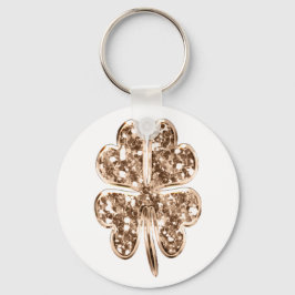 Llavero Golden Four Leaf Clover Faux Gold Buena Suerte Des