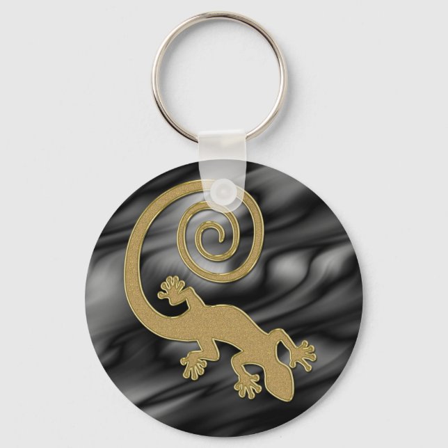 Llavero Golden Gecko | olas negras (Anverso)