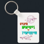 Llavero Golden Memories Of Tomorrow blossoms Moon Sakura<br><div class="desc">Golden Memories Of Tomorrow blossoms Moon Sakura. Happy New Year t-shirts, Chinese New Year tees, Cherry Blossom Tops, January Sweatshirts, Germany mugs, Moon hoodies, Christmas socks, and Birthdays. Metal Rectangle Keychain, 1.25" x 3". The Colorful designer-fitting outfits are for Festival lovers, Thanksgiving lovers, New Year, Chinese New Year, Cherry Blossom...</div>