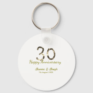 Llavero Golden Metallic 30th Happy anniversary add name