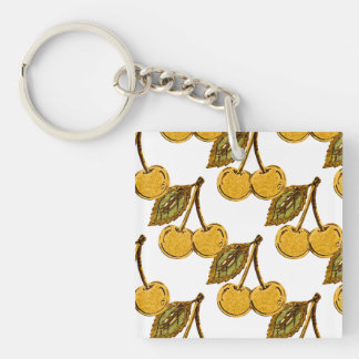 Llavero Golden Metallic Cherries Pattern