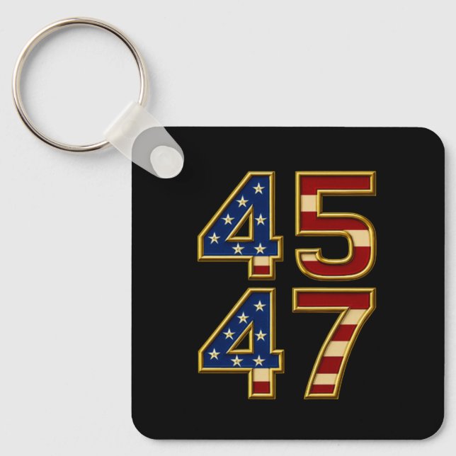 Llavero Golden Patriot Power - 45 & 47 Bold USA Keychain (Anverso)