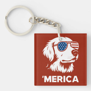 Llavero Golden Retriever 4 De Julio Merica