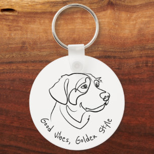 Llavero Golden Retriever - Buenas Vibraciones, Estilo Dora