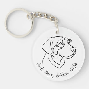 Llavero Golden Retriever - Buenas Vibraciones, Estilo Dora