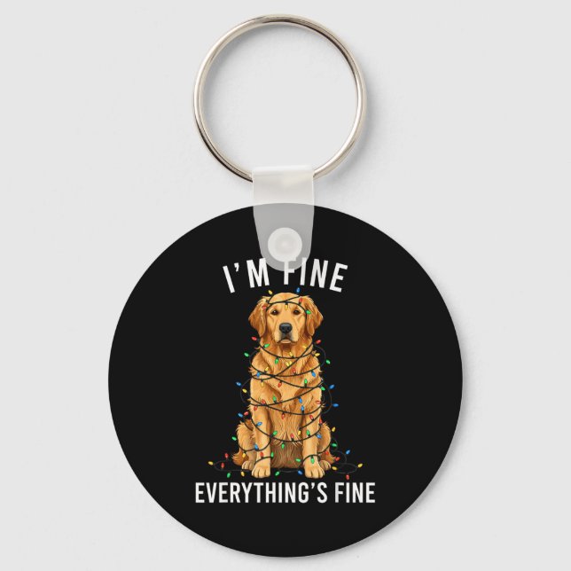 Llavero Golden Retriever Christmas I'm Fine Everything Is  (Anverso)