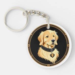 Llavero Golden Retriever con collar elegante