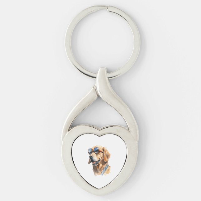 Llavero Golden Retriever con gafas de sol (Anverso)