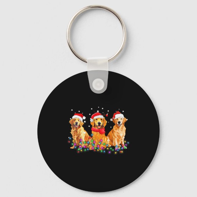 Llavero Golden Retriever Dog Christmas Lights Cute Matchin (Anverso)