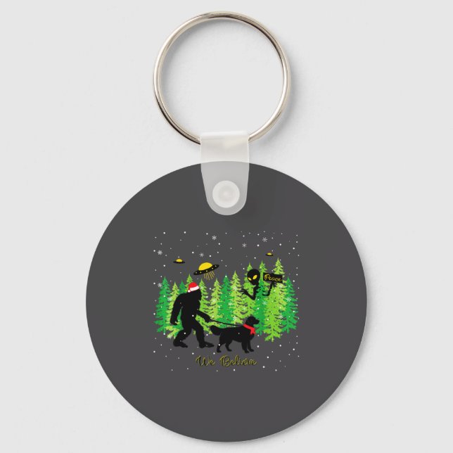 Llavero Golden Retriever Funny Bigfoot Christmas Alien Ufo (Anverso)