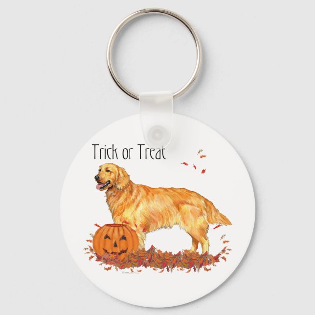 Llavero Golden Retriever Halloween (Anverso)