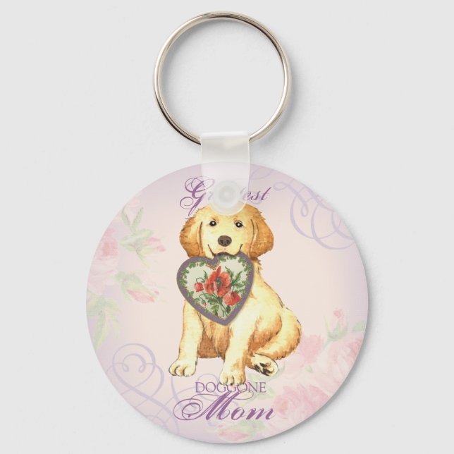 Llavero Golden Retriever Heart Mom (Anverso)