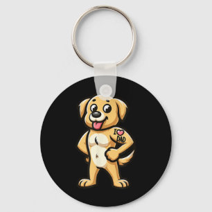 Llavero Golden Retriever I Love Dad Funny Dog Tattoo _1