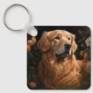 Llavero Golden Retriever in the Garden - Keychain