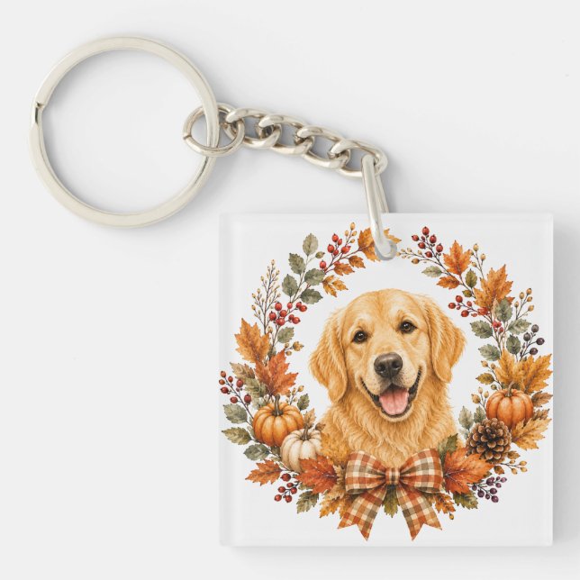 Llavero Golden Retriever Otoño (Frente)