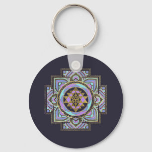 Llavero Golden Sri Yantra  / Sri Chakra in pastel lotus