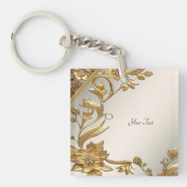Llavero Golden Wavy deja la cadena de claves floral