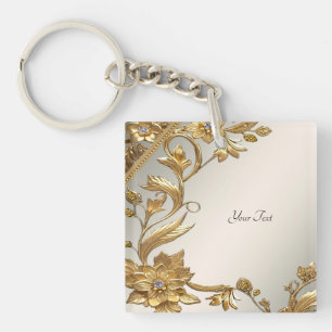 Llavero Golden Wavy deja la cadena de claves floral