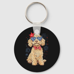 Llavero Goldendoodle 4 de Julio Patriótico Golden Doodle D