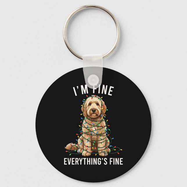 Llavero Goldendoodle Christmas I'm Fine Everything Is Fine (Anverso)