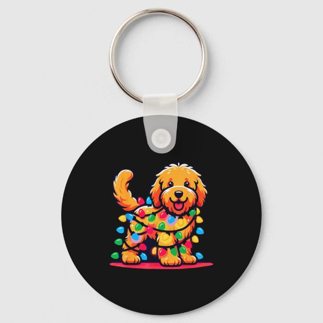 Llavero Goldendoodle Christmas Tree Xmas Lights Golden Doo (Anverso)