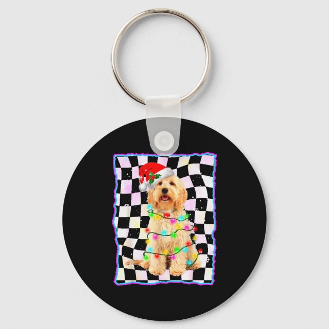 Llavero Goldendoodle Dog Tree Christmas Xmas Pet Dogs Gift (Anverso)