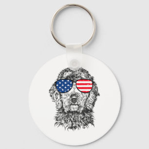 Llavero Goldendoodle Doodle Patriótico Usa 4 De Julio