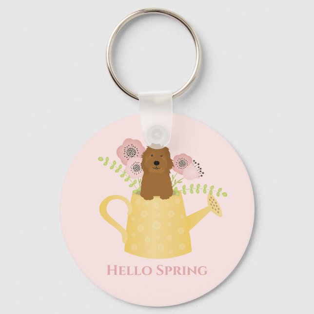 Llavero Goldendoodle In Watering Can (Anverso)