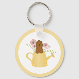 Llavero Goldendoodle In Watering Can Yellow