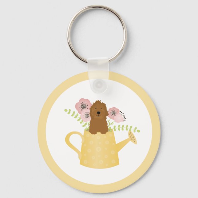 Llavero Goldendoodle In Watering Can Yellow (Anverso)