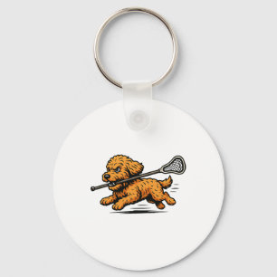 Llavero Goldendoodle Jugando Lacrosse Lax Player Dog Lover