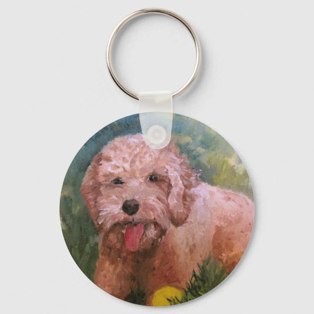 Llavero Goldendoodle/ Labradoodle.Cadena de claves (Anverso)