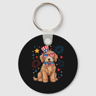 Llavero Goldendoodle Patriótico 4 De Julio Golden Doodle D