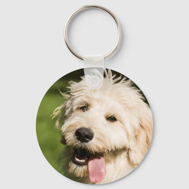 Llavero Goldendoodle Puppy Panting (Anverso)