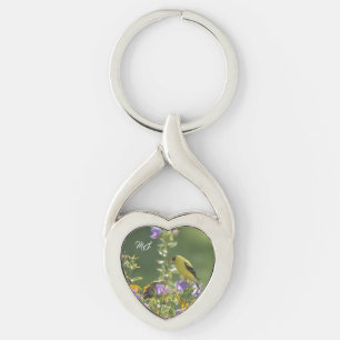 Llavero Goldfinch en una flor harebell