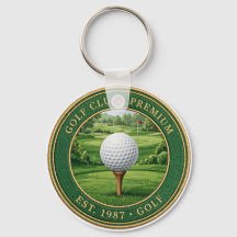 Golf Ball On Tee Premium Keychain