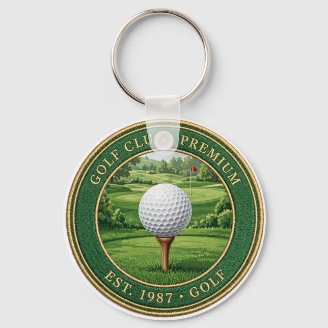 Llavero Golf Ball On Tee Premium Keychain (Anverso)