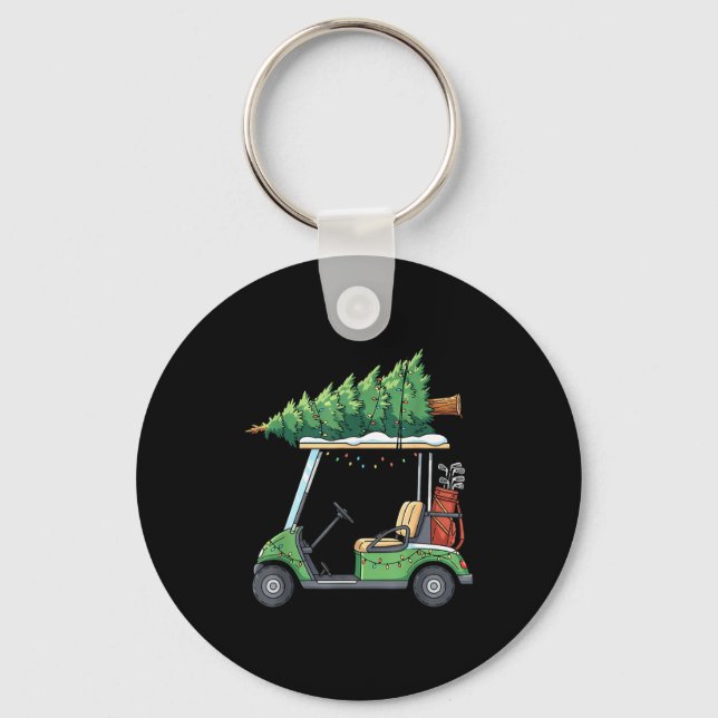 Llavero Golf Cart Christmas Tree Lights Funny For Men Wome (Anverso)