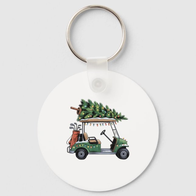 Llavero Golf Cart Christmas Tree Lights Golfing Golfer Fun (Anverso)